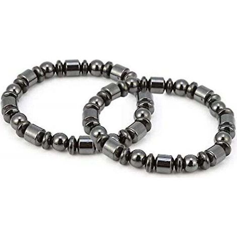 Bracelet magnétique pour la perte de poids 2 pièces Bracelet minceur élégant unisexe en pierre noire Aimant de soins de santé (1/2)