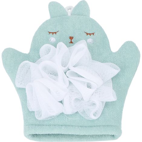 Gant exfoliant forme animal dessin animé, gommage corps et douche, élimine peaux mortes, massage peau douce, accessoire bain nettoyant, lot unique. (1/5)