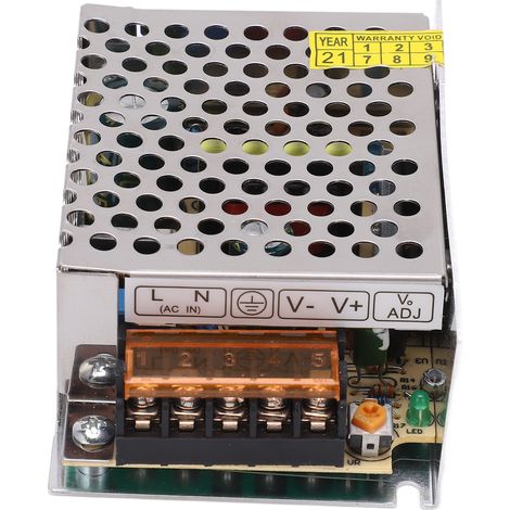 Alimentation à découpage CC avec transformateur secteur, témoin lumineux LED et adaptateur 110 V/220 V S-25-24 (1/5)