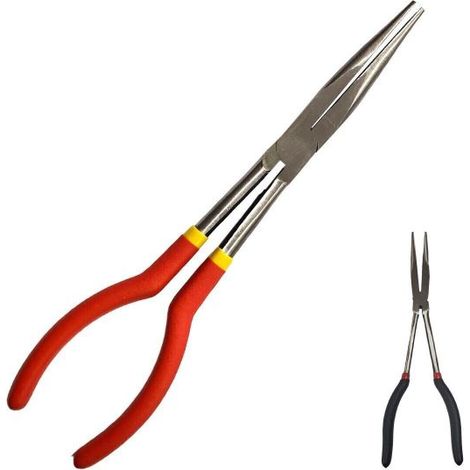PINZA A BECCHI LUNGHI DRITTI SEMI TONDI EXTRA LUNGA 250 MM CROMO VANADIO (1/3)