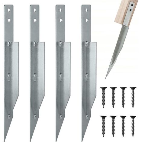 Lot de 4 manchons à enfoncer - Ancrage au sol pour balançoire d'extérieur - Piquets en métal pour balançoire de jardin, clôtures de jardin, balustrades de terrasse, pavillon de jardin et tour (1/5)