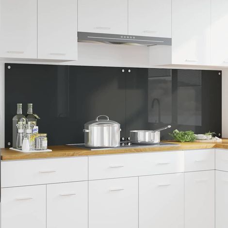 Küchenrückwand 2 pcs Dunkelgrau 100 x 60 cm Gehärtetes Glas