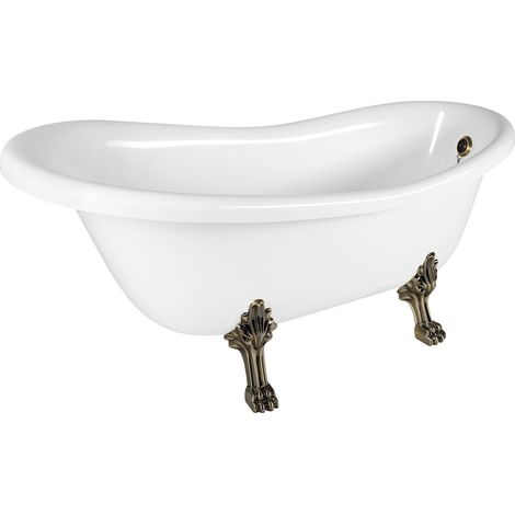 Baignoire autoportante RETRO 157x76,5x73cm, blanc, pieds bronze (1/4)