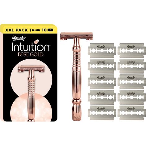 Intuition Rose Gold Safety, rasoir pour femme, 10 recharges (1/5)