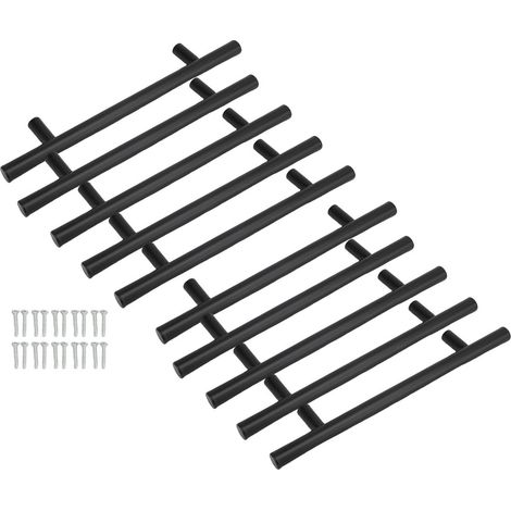 10 poignées armoire tube rond creux T bar inox – Tiroir porte armoire meubles argent, quincaillerie (1/4)