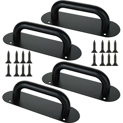 4pcs poign e de porte coulissante noire 200x65mm poign e de porte coulissante en acier inoxydable avec bac (1/5)