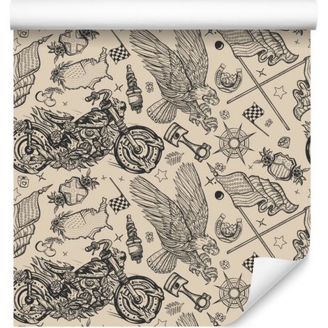 Papier peint motos pour salon et chambre 50x1000 cm (1/5)
