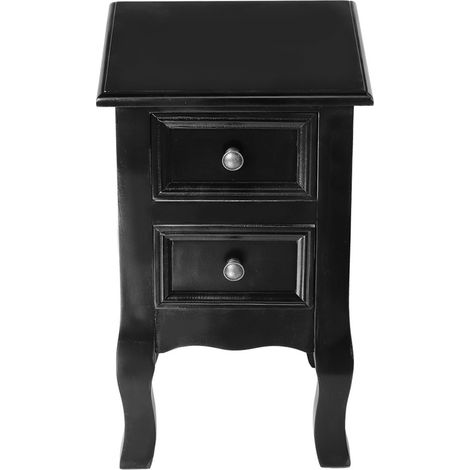 Table de chevet avec 2 tiroirs en bois massif et panneaux de particules, design élégant pieds courbés, rangement spacieux pour chambre et salon, 30x30x49cm (1/5)
