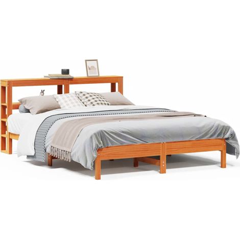 Maison Exclusive - Cadre de lit sans matelas cire marron 140x190cm bois pin massif