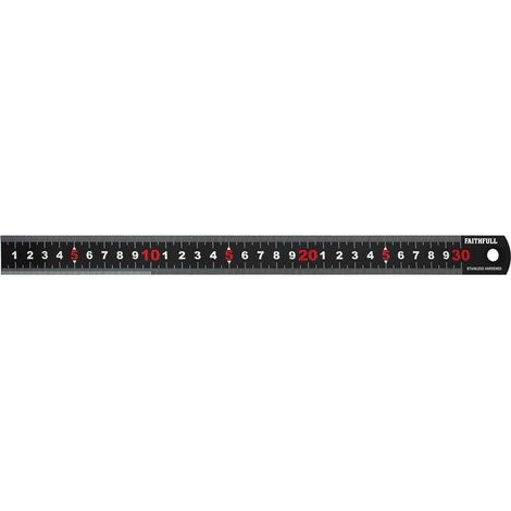 Faithfull Matt Black Stainless Steel Measuring Rule 300mm FAIRUL300MB (1/3)