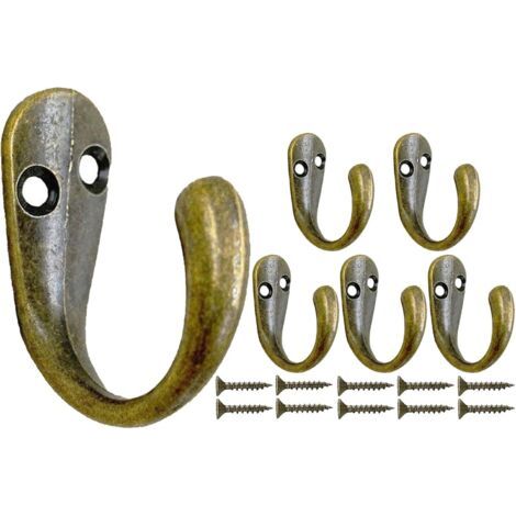 Crochet Porte Manteau Noir, 6 Pateres Muraux Retro Lourd Metal Crochets Murale Individuelle pour Maison Porte Entrée Cuisine Chambre Salle de Bain Garage -Bronze (1/5)
