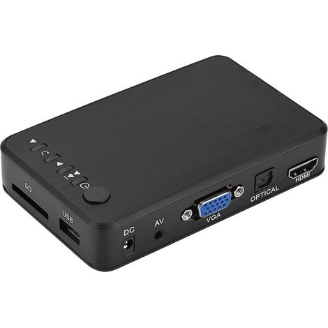 1 Lecteur multimédia, HDMI 1080P, USB, SD, AV, YPbPr, Noir