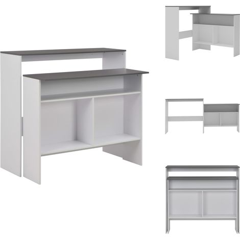 Table de bar avec 2 dessus de table Blanc et gris 130x40x120 cm - Table De Bar - Table Haute - Meuble Salle À Manger - Table Repas - Table Blanche (1/5)