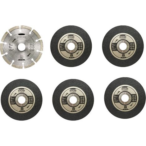 Ryobi 125mm Angle Grinder Accessory Set (6 pieces) RAK6AGD125