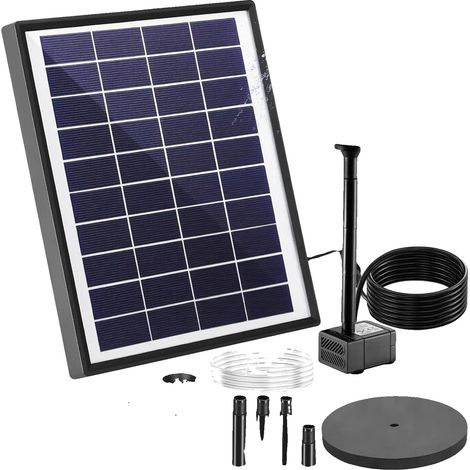 Pompe de bassin solaire, 6,5W, Débit maximum 180L/h, Hauteur de levage maximale 80cm, Longueur du tuyau 1M, Nombre de buses 9 (1/5)