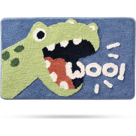 Tapis de salle de bain dinosaure 50 x 80 cm, imitation cachemire, absorbant et antidérapant, facile à entretenir, motif dragon rugissant (1/5)