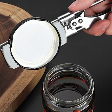 Edelstahl-Glas- und Flaschenöffner, rutschfest, komfortabler Griff, einfache Bedienung, verstellbares Küchenutensil für Zuhause (1/5)
