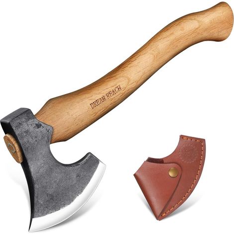Hachette de camping polyvalente 36cm avec manche en bois et étui en cuir (1/5)