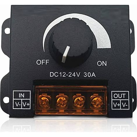 Contrôleur d'intensité bande LED Variateur d'intensité pour lumières Contrôleur d'atténuation LED 12 V-24 V CC 30 A Convient pour bande LED unicolore (1/5)