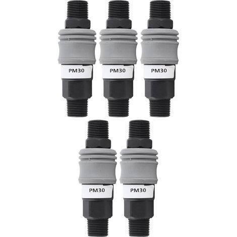 Lot de 5 raccords rapides automatiques PVC type C pour tuyau adaptable machines électronique SM+PM-30 filetage R3/8 16mm (1/5)