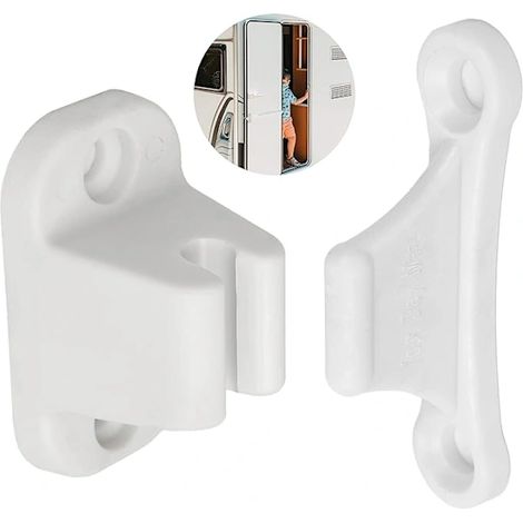 Serrure de porte pour caravane et camping-car, entraxe de 35 mm et 48 mm, blanche, pour le service et le stockage des portes de camping-cars. (1/2)