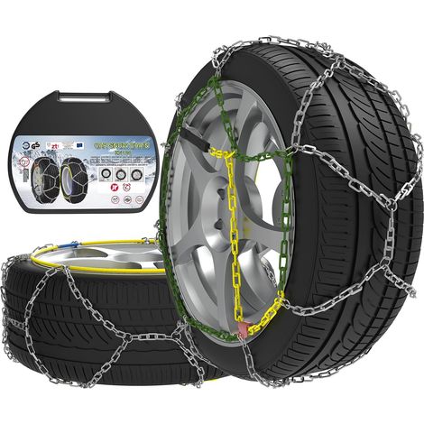 Chaînes Neige antidérapantes Pour Voiture en Acier Allié de 12 mm, Chaînes Neige Durables pour Voiture Avec Tendeur Automatique (taille 120) (1/4)