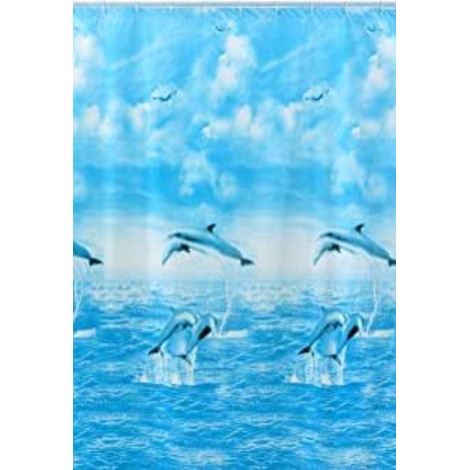 SHARK - Tenda Doccia Multicolore Con Ganci In pvc 180X200