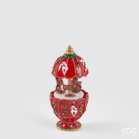 EDG Enzo De Gasperi Carillon Giostra con Renne H17 Ø7,5 cm Rosso – Decorazione di Natale (1/3)