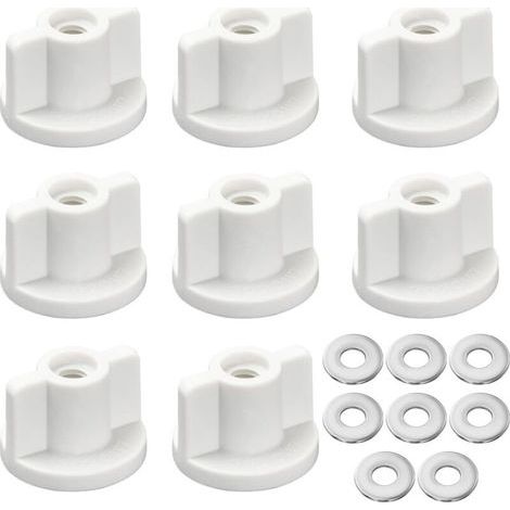 Pair Lot de 8 fixations pour abattant de WC - Filetage M6 - Écrou arrière et rondelles - Pièces de rechange pour siège de toilette monté sur le dessus (1/5)