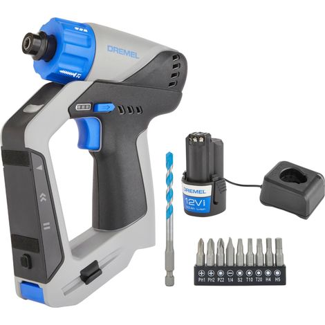 Perceuse-visseuse sans fil 12V 3-en-1 avec détecteur de montants intégré, niveau laser et à bulle amovible, 9 embouts de vissage, 1 foret multi-matériaux (1/5)