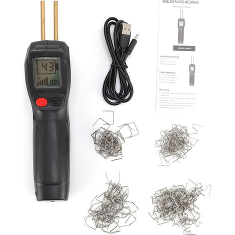 Soudeur plastique sans fil, pistolet de soudage de réparation, pare-chocs de voiture, kit d'affichage LCD avec 200 clous, chauffage rapide, lumière LED, pour pare-chocs, tableaux de bord, meubles noir (1/5)