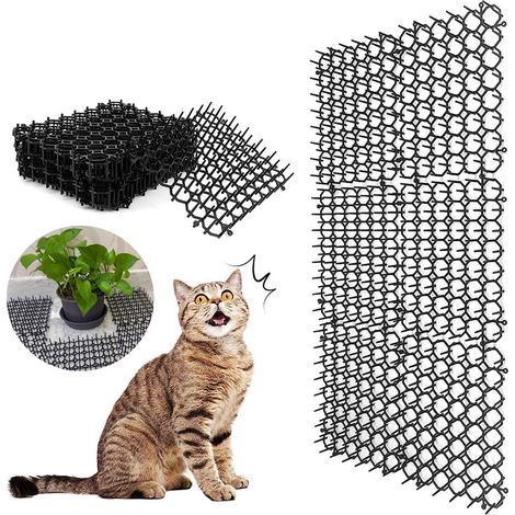 12er-Pack Abwehrmatten für Katzen und Hunde, geeignet für drinnen und draußen. Mit Kunststoffspitzen, um Tiere fernzuhalten und Pflanzen zu schützen. (1/5)
