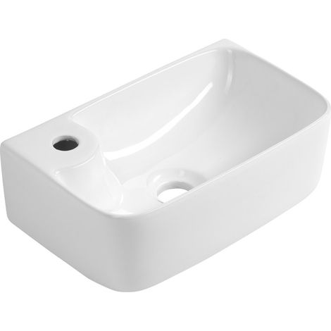 Lavabo BELLE en céramique 36x22cm, blanc (1/4)