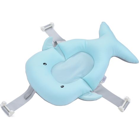 Coussin de bain pour bébé avec système de rotation à 3 positions et drainage rapide, pour nouveau-né de 0 à 6 mois, bleu clair. (1/5)