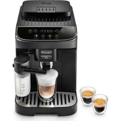 Delonghi – Cafetière à dosettes automatique – Broyeur intégré – 1450W – Réservoir 1,8L – Prépare 2 tasses simultanément – Design noir élégant