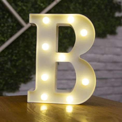 Lettre Allume la Forme de Symbole de LED, Lampes de Table de chapiteau en Plastique d'alphabet,fête de Mariage d'anniversaire Tous Les Jours à la Maison tenture Murale Decor-B (1/5)