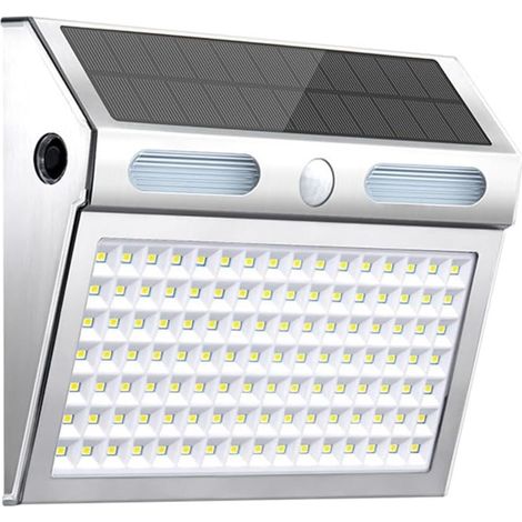 Lampe solaire avec technologie de détecteur de mouvement 112 LED et quatre modes d'éclairage pour une meilleure sécurité extérieure (lumière blanche) (1/4)