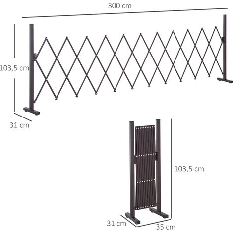Scherengitter Absperrgitter Scherensperre ausziehbar 35-300cm Garten Alu Braun H103,5cm (1/5)