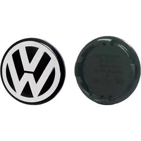 Cache-moyeu de roue 65mm pour Volkswagen Golf, Passat, Polo, Jetta, Bora, Santana – Centre de jante bombé, capuchon de moyeu en alliage d’aluminium, kit 4 pièces, accessoire jante – Noir et blanc