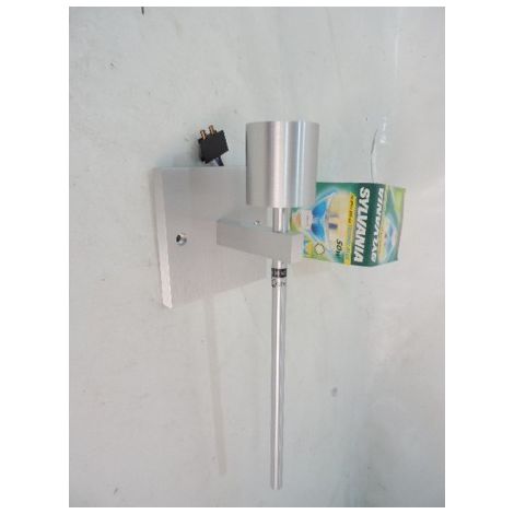 Applique mural finition acier brossé tige fixe avec lampe halogène 50W GU10 230V FLARE alu ARIC 0380