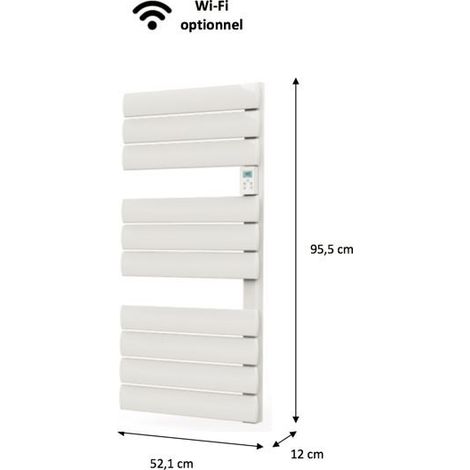 DX 951105 - Sèche-Serviette ASTRA électrique sec à barres plates aluminium 500W - 52.195.512 cm- Blanc (1/3)