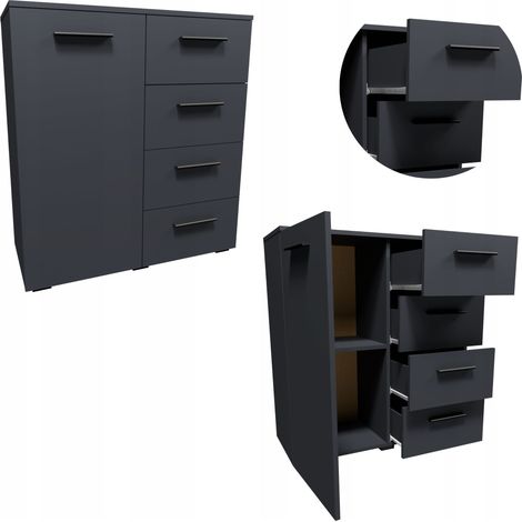 Cassettiera HELENA 80cm 1D4S ANTRACITE piccolo armadio mobile vestiti giocattoli