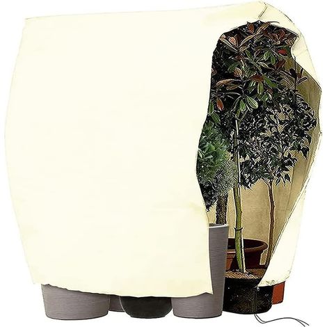 1pc Toile Hivernage Plante, Cordon Serrage, Polypropylène Non Tissé, Jardin Extérieur