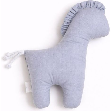 Peluche Cheval Porte-Bonheur en coton doux pour bébés - Grise (1/4)