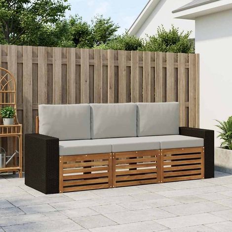 Lot de 3 canapés d’extérieur en bois d’acacia massif, modulables, pour jardin, terrasse et bord de piscine (1/5)
