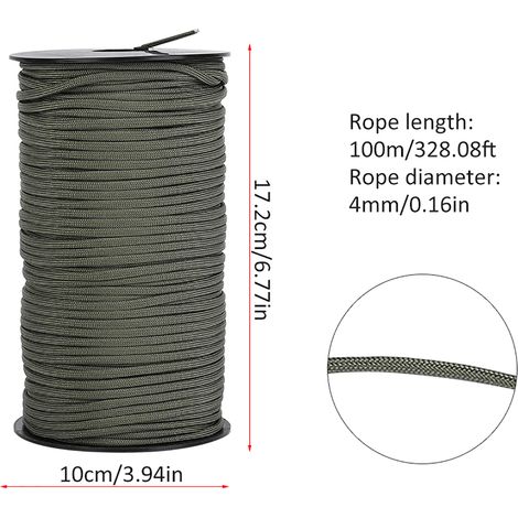 Corde Élastique de Sauvetage 100m pour Alpinisme et Randonnée d'Urgence (Vert Foncé)