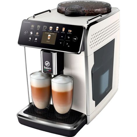 Machine à café à grain Saeco GranAroma SM6580/20 – 14 types de boissons – Mousseur de lait automatique – Pression 15 bars – Acier inoxydable