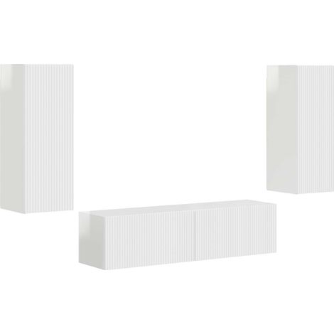 TV Cabinet Set 2 pcs High Gloss White Engineered Wood vidaXL