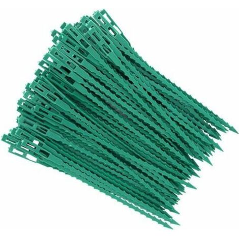Pack of 100 tomato stakes, adjustable straps and cable clips, made of plastic, for home gardening (17.5 cm). - AquaForge (1/4)