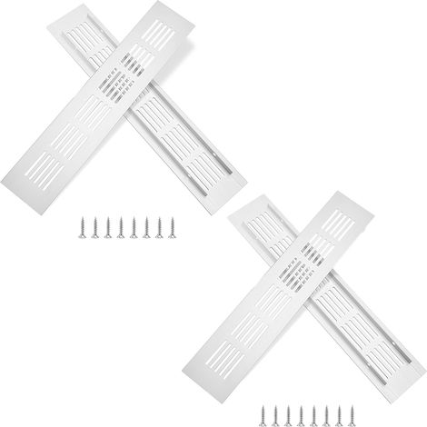 Grille de ventilation en aluminium avec vis pour la ventilation des armoires et des pièces, 25 x 5 cm, argent, 4 pièces